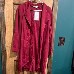 Red Open Front Cardigan
